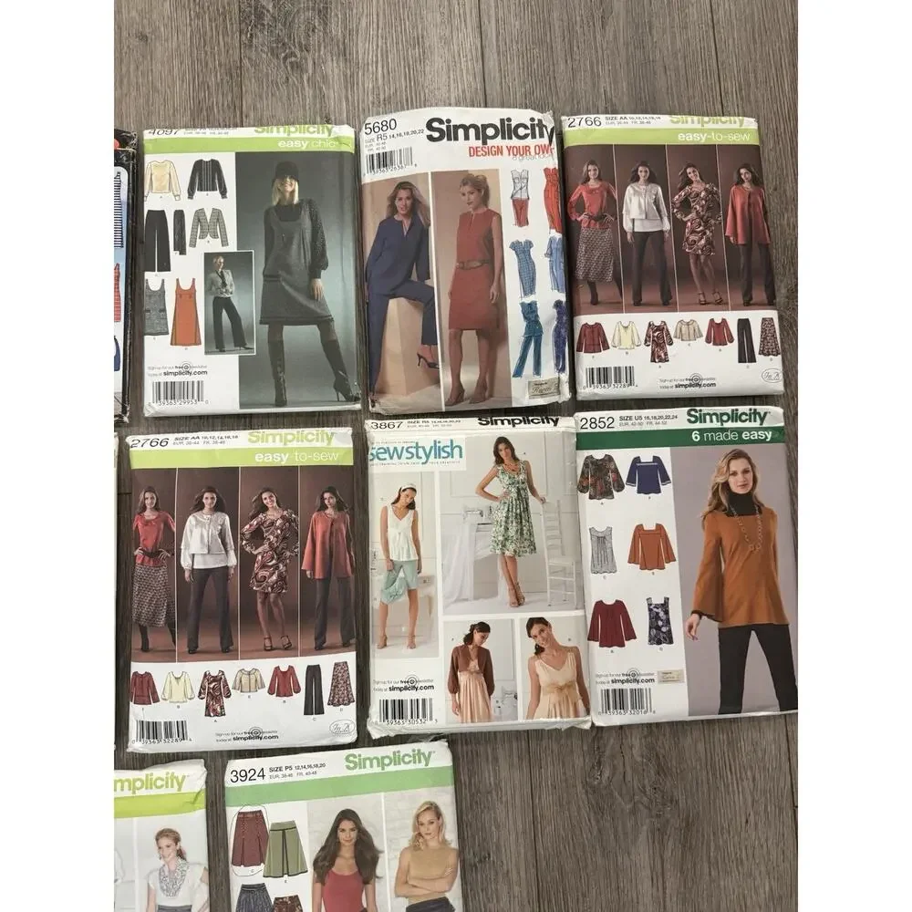 Lot of 12 Assorted Simplicity Women’s Sewing Patterns Dresses Tops Skirts